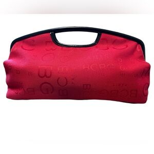 BCBG RED CLUTCH WITH BLACK TRIM IN EUC